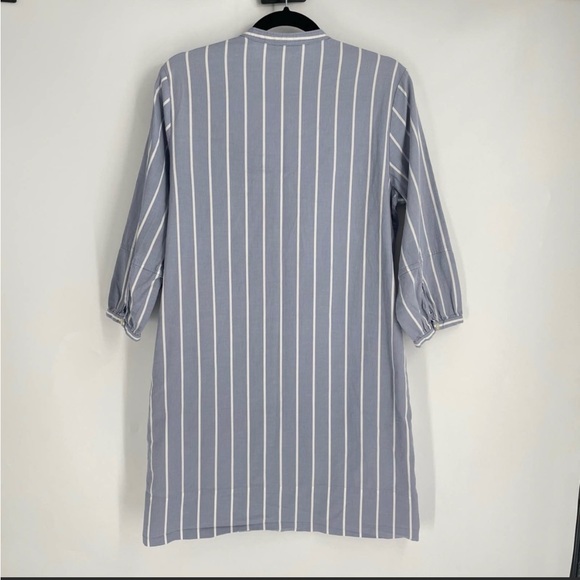 Everlane Blue & White Striped 100% Cotton Button Mini Shirt Dress Size 6 - Picture 3 of 4